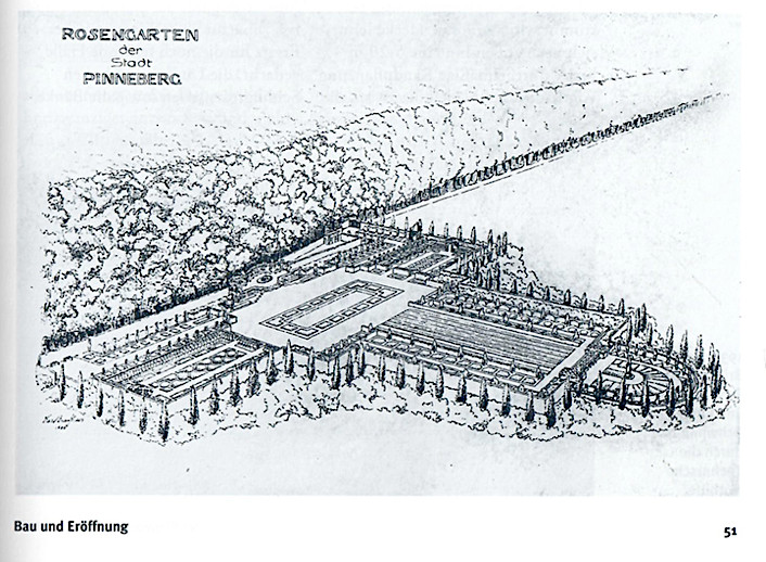 rosengarten pinneberg schwarz-weiße Palnzeichnung, historisch